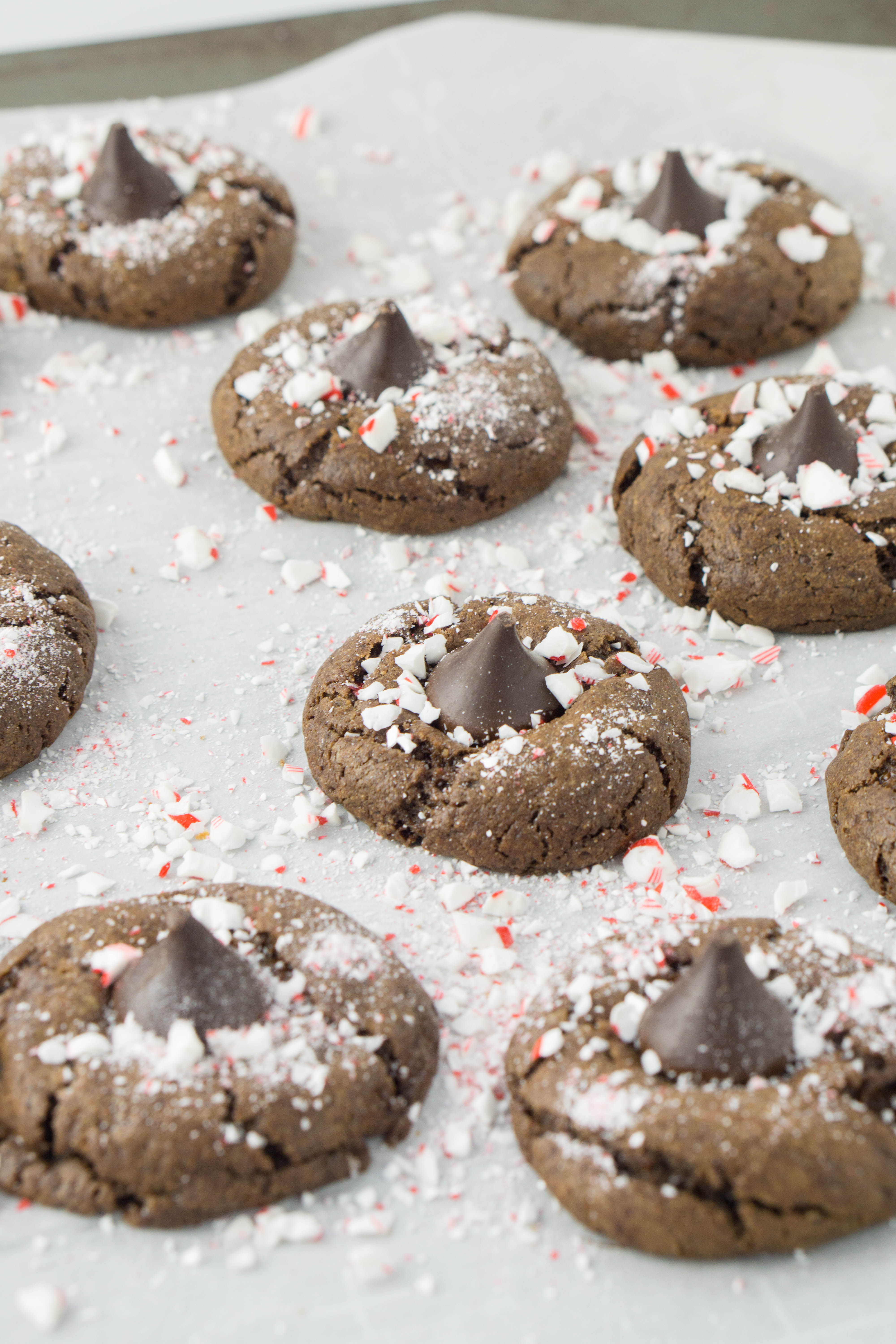 Chocolate Peppermint Blossom Cookies